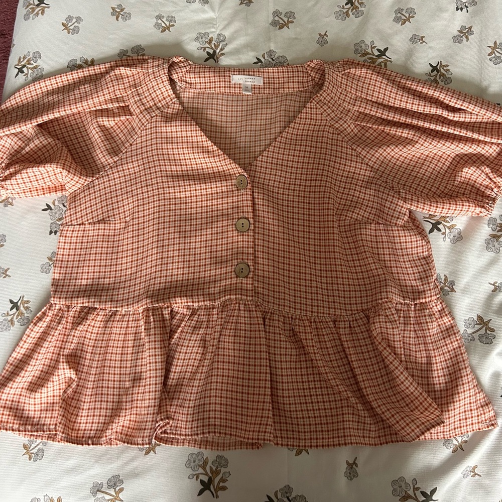 LC Lauren Conrad Orange Blouse with Elegant Design
